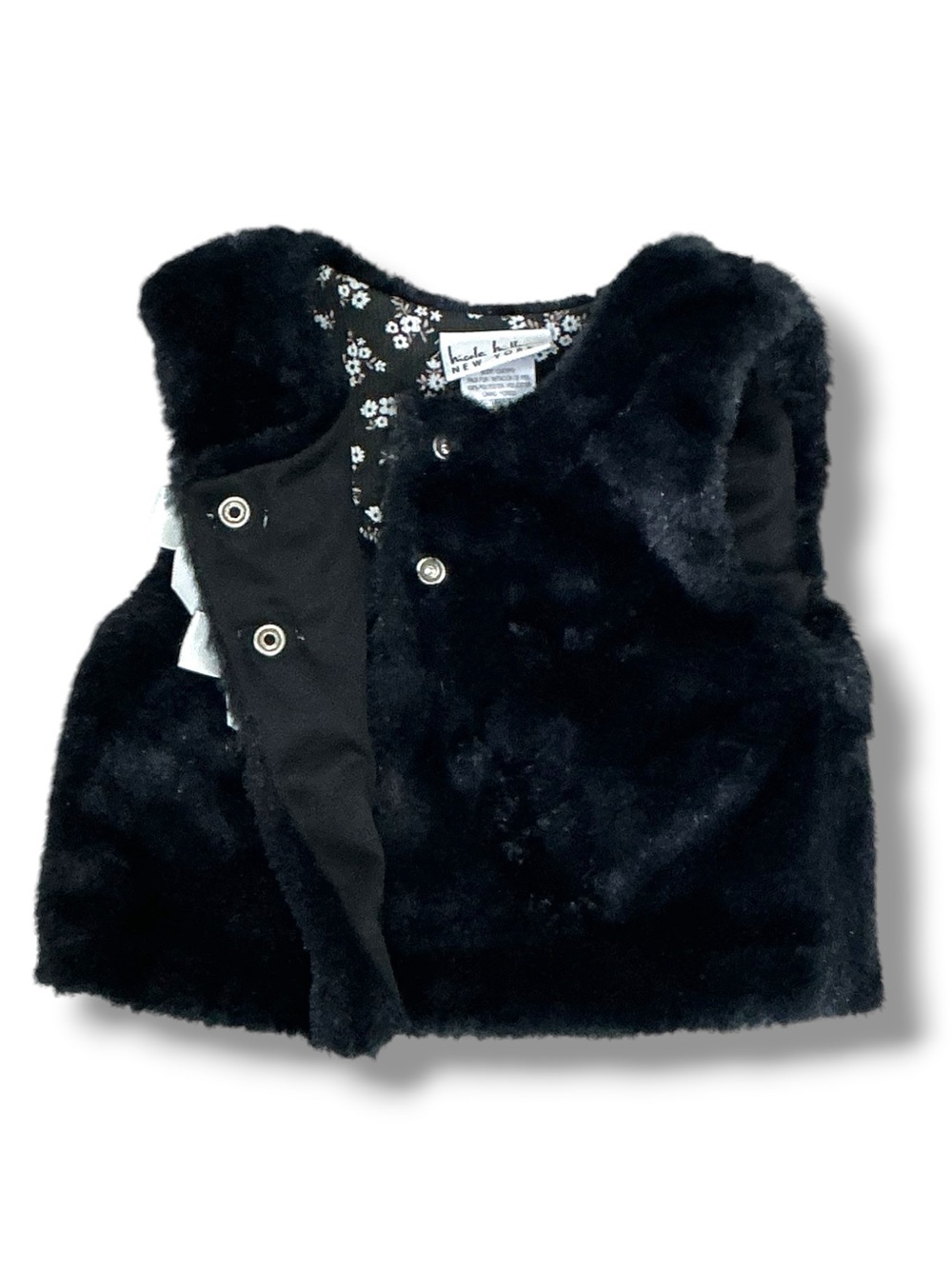 Nicole Miller Plush Faux Fur Vest Black White Bows Baby Girl 18 Months - Picture 6 of 16